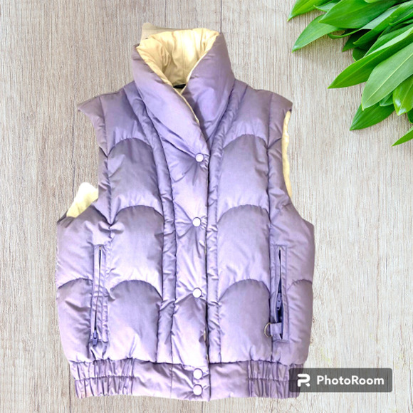 HERMANS Vintage 80's Lavender Purple Puffy Button Up Vest - Picture 4 of 9